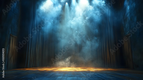 Photo of a Spotlight Shining on an Empty Stage 