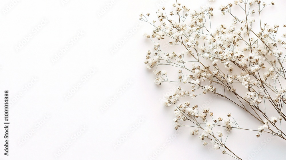 Fototapeta premium Delicate White Flowers on Minimalist Background