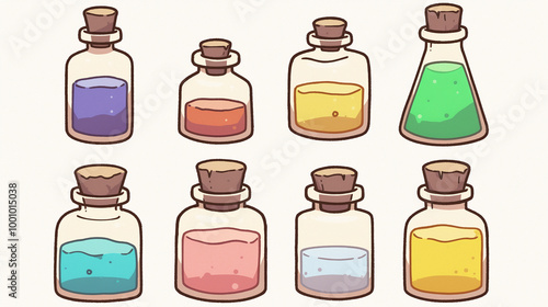 Colorful Potion Bottles: Fantasy Illustration photo