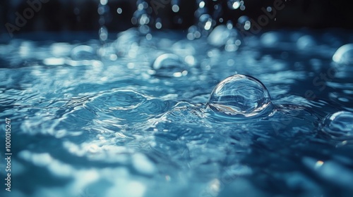 Realistic Underwater Bubbles in a Turquoise Pool photo