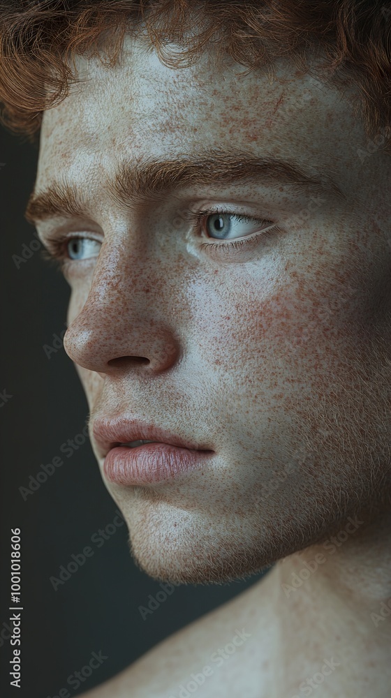 Close-up Portrait of a Young Man with Freckles Close-up Portrait of a Young Man with Freckles