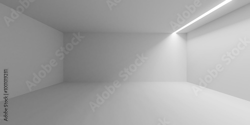 Wallpaper Mural Empty, blank white room with light opening on the right of the ceiling, interior template with copy space Torontodigital.ca