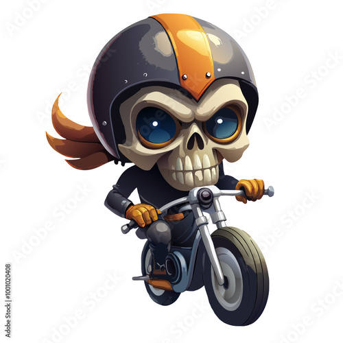 Skull biker vector image, isolated on white background
 photo