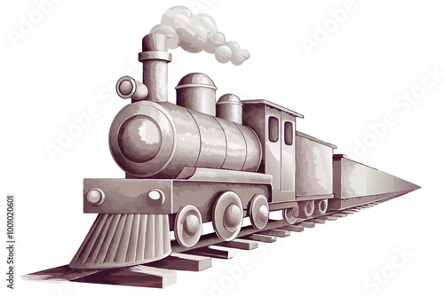 Steam train vector image, isolated on white background
