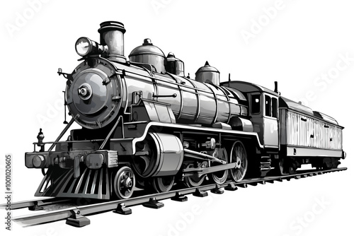 Steam train vector image, isolated on white background
