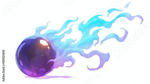 Glowing Orb with Blue Flames - Fantasy Art Illustration