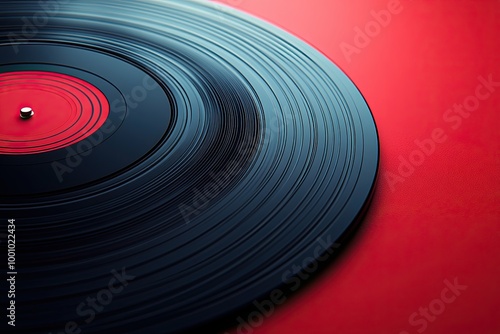 vinyl record on red background 