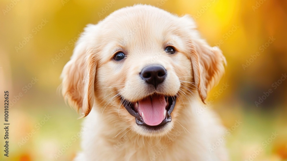 Playful golden retriever puppy with a joyful expression Playful golden retriever puppy with a joyful expression
