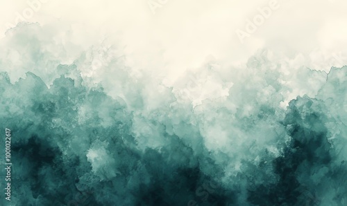 Pale Gray Blue Green Abstract Watercolor Art with Sage Green Gradient Background and Water Effect Aesthetic, Perfect for Design, Grunge, Mood Setting, Generative AI