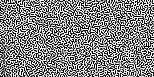 Organic seamless patterns with rounded lines Diffusion reaction background. Monochrome background of natural organic forms motion. Overlay template abstract Turing organic wallpaper background.