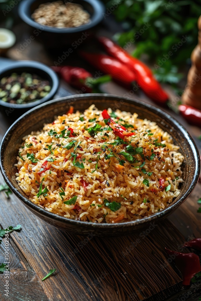 pilaf in a plate on the table. Selective focus pilaf in a plate on the table. Selective focus