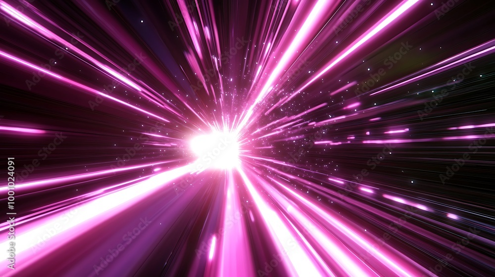 Neon speed rays abstract background. A burst of pink light energy. The movement of luminous purple rays in space. Neon speed rays abstract background. A burst of pink light energy. The movement of luminous purple rays in space.