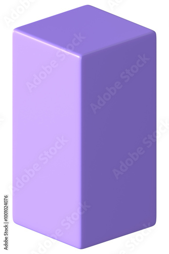Photos 3D purple cuboid png, geometric shape clipart, transparent background