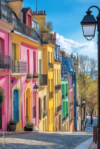 Colorful buildings on a quaint european street