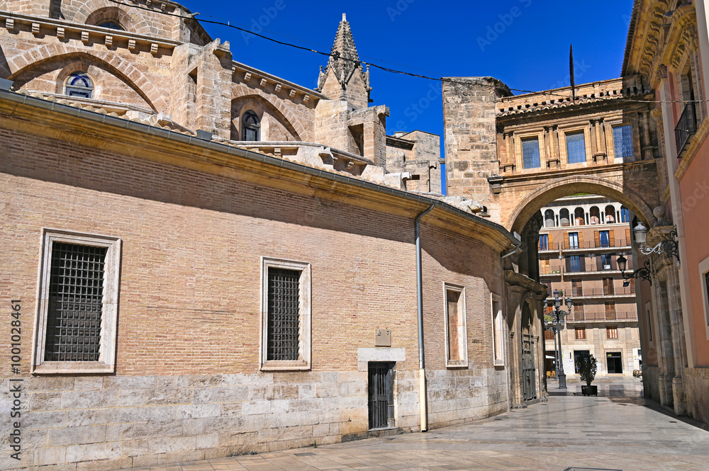 Historical architectural buildings in the old town of Valencia, Spain Historical architectural buildings in the old town of Valencia, Spain