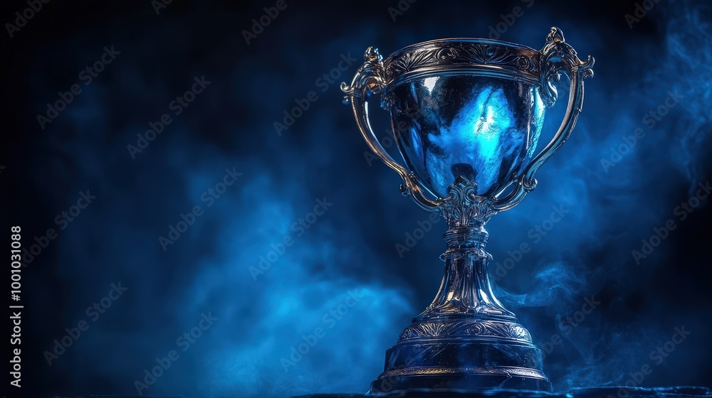 Illuminated Shiny Trophy with Blue Light Effect Illuminated Shiny Trophy with Blue Light Effect