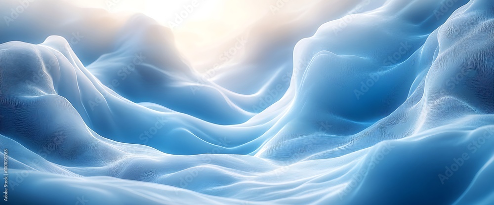 Obraz premium Abstract blue and white waves with a soft, dreamy feel.