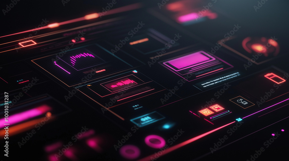 Digital deals concept, Modern web interface, dark background with neon highlights, Online shopping, Shopping website, Cyber Monday banner Digital deals concept, Modern web interface, dark background with neon highlights, Online shopping, Shopping website, Cyber Monday banner