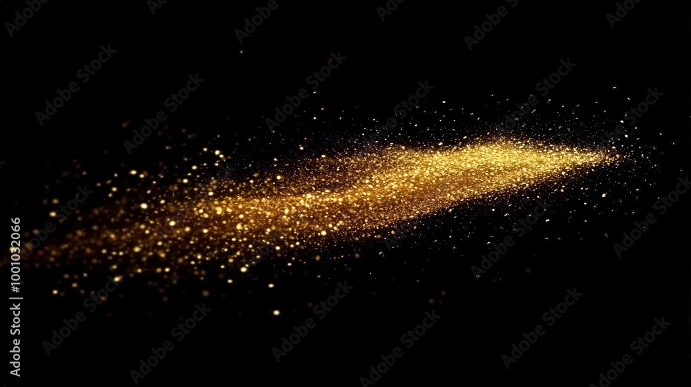 Golden Glitter Falling on Black Background Golden Glitter Falling on Black Background