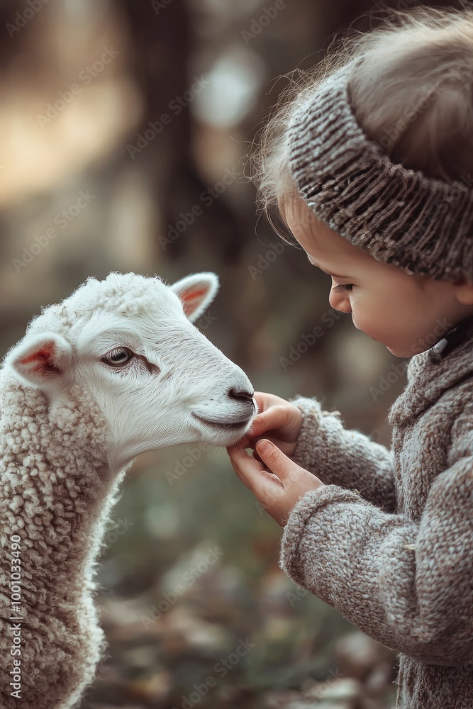 a child feeds a sheep. Selective focus a child feeds a sheep. Selective focus