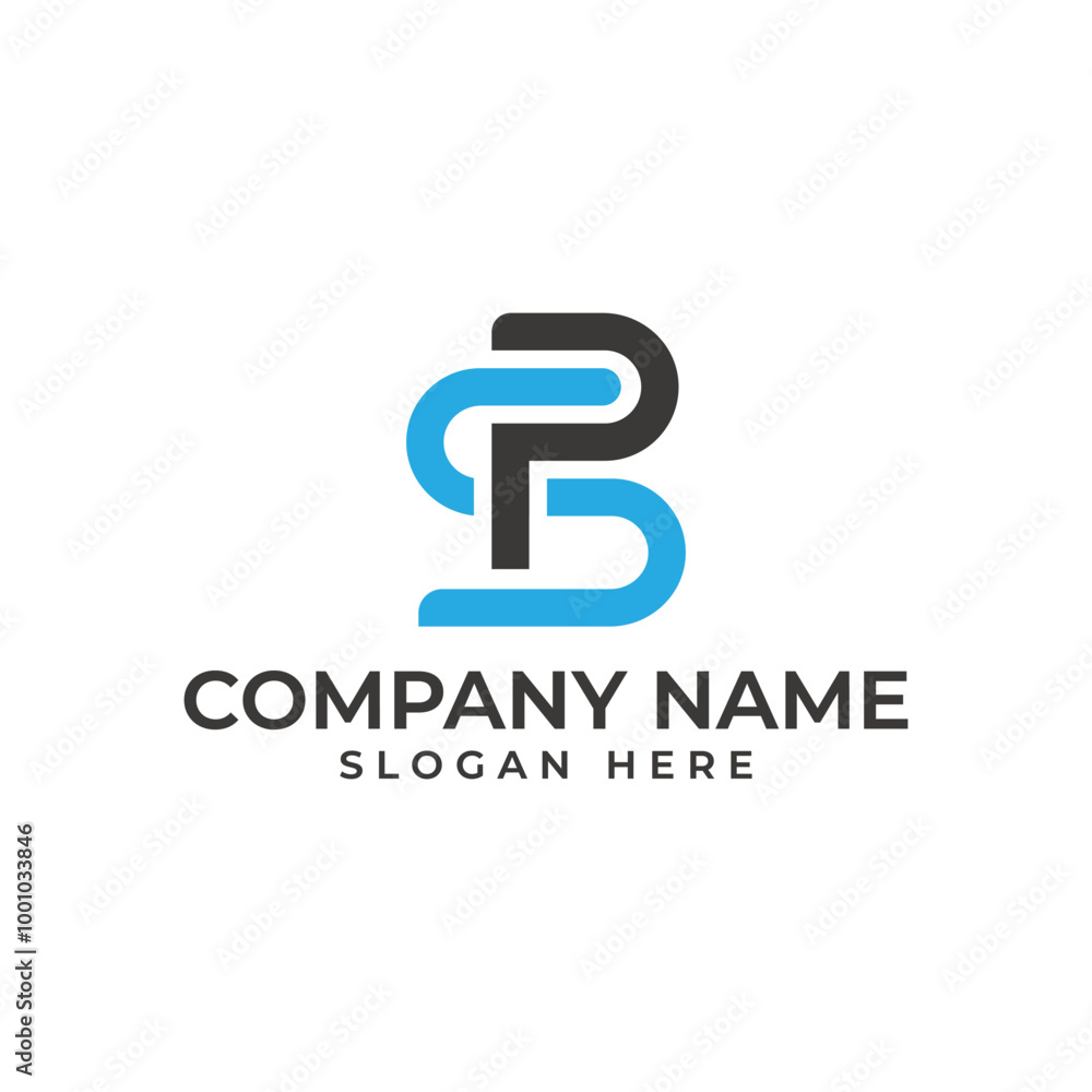 PS logomark with intertwined letter P in black S in blue in modern and minimalist style logo PS logomark with intertwined letter P in black S in blue in modern and minimalist style logo