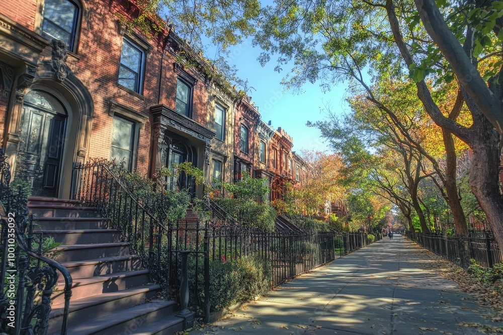 Autumn stroll through a historic neighborhood Autumn stroll through a historic neighborhood