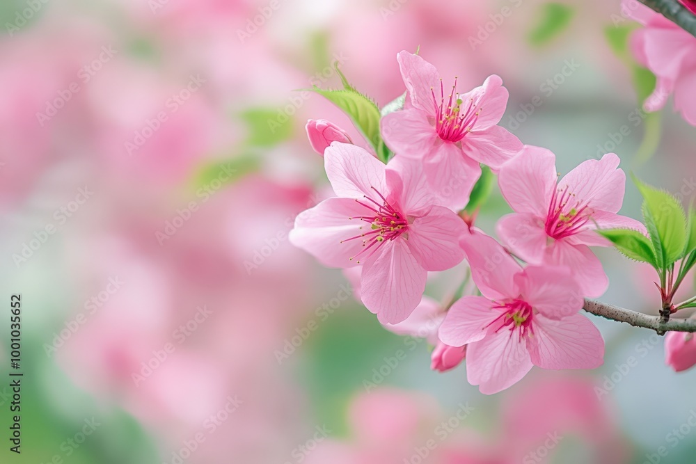 Fototapeta premium beautiful pink cherry blossom flowers in bloom