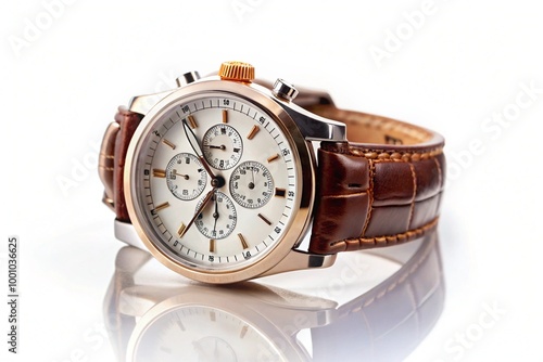 Luxury watch isolated on white background. With clipping path for artwork or design. Black.