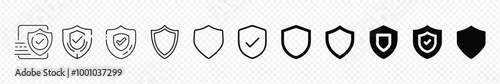 Shield icon collection. sheilds set. Shield vector icon set. Different shields shapes.Flat black isolated shields. Black security icon. Shield icons set.