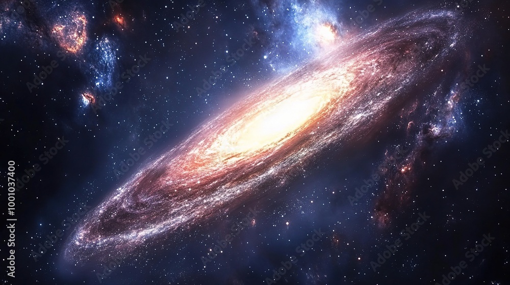 Fototapeta premium Spiraling Galaxy in Deep Space with Bright Core