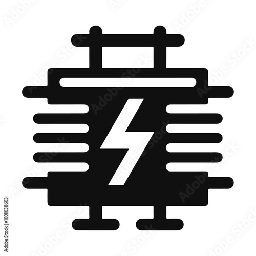 high voltage electrical transformer black silhouette icon design