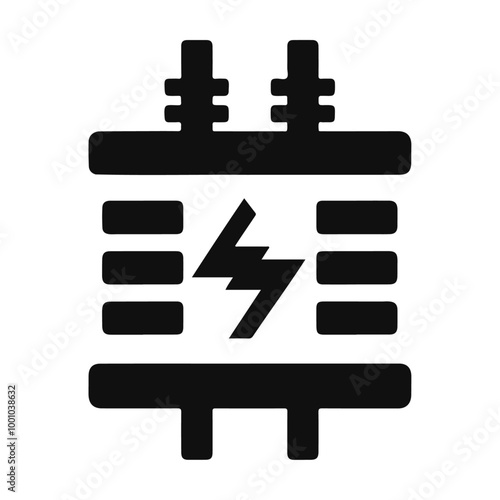 high voltage electrical transformer black silhouette icon design