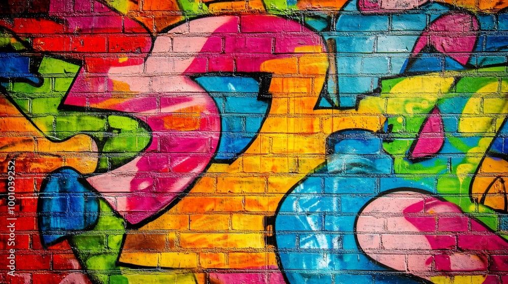 Obraz premium Colorful abstract graffiti on a brick wall.