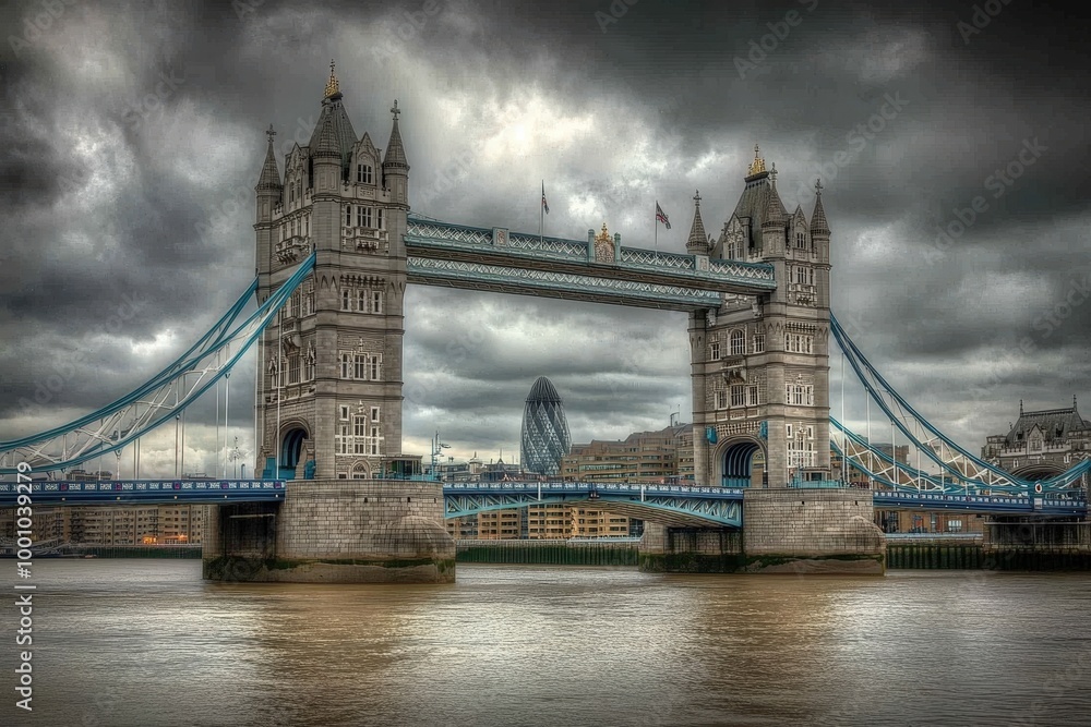 Obraz premium Dramatic view of iconic london landmark tower bridge