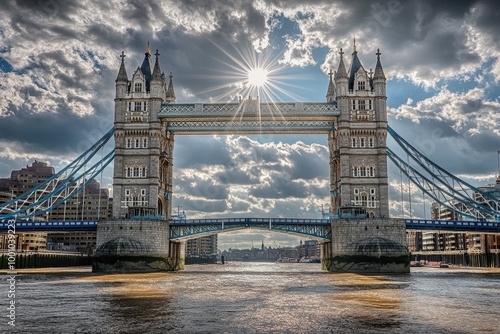 Dramatic clouds over the iconic tower bridge in london