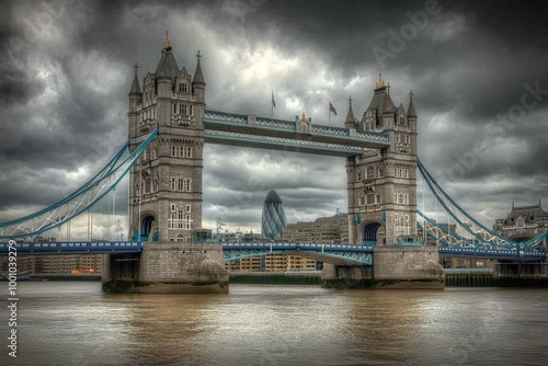 Dramatic view of iconic london landmark tower bridge