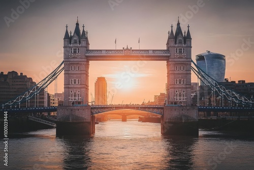 Iconic tower bridge at sunset in london