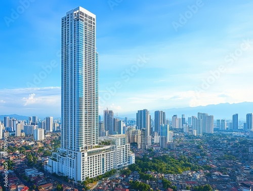 Stunning aerial view of modern city skyline