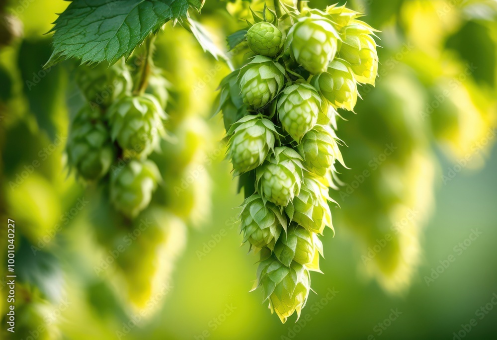 close view fresh hops lush green background highlighting their vibrant color texture, botanical, agriculture, plant, herb, organic, foliage, cluster, aroma close view fresh hops lush green background highlighting their vibrant color texture, botanical, agriculture, plant, herb, organic, foliage, cluster, aroma