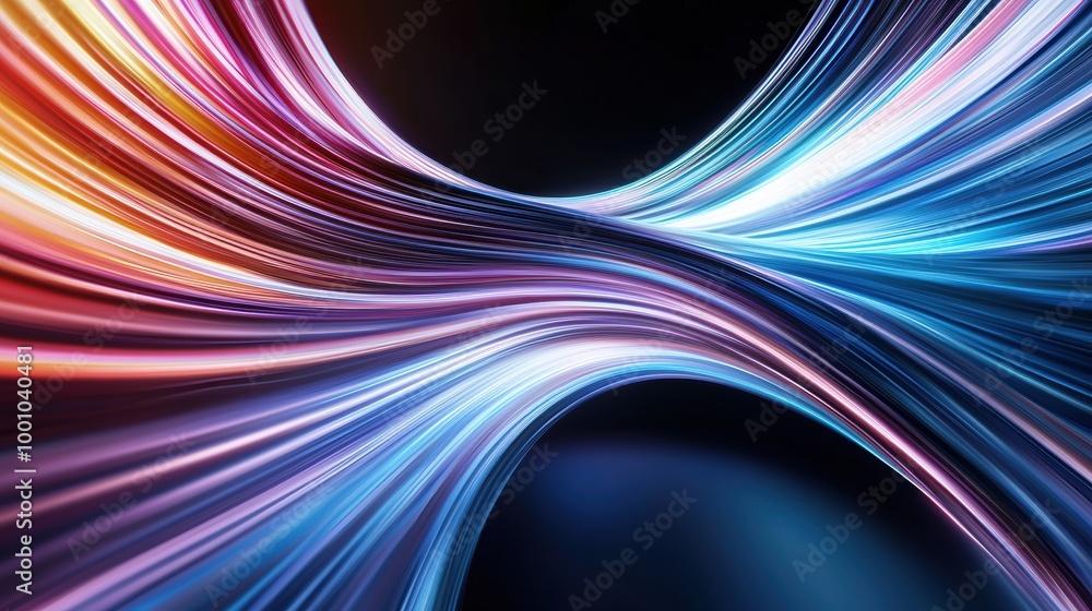 Fototapeta premium Colorful Light Waves on a Dark Background