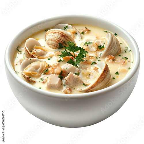 Wallpaper Mural A delicious bowl of clam chowder rich in flavor, featuring fresh clams, potatoes, and herbs. Perfect for seafood lovers seeking comfort food. Torontodigital.ca
