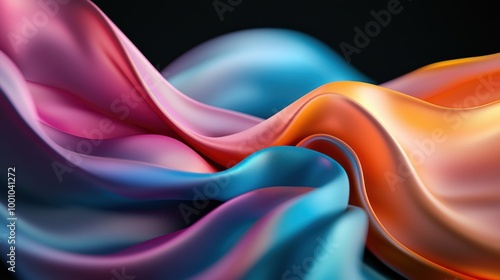 Wallpaper Mural Colorful Silk Fabric Waves on Black Background Torontodigital.ca