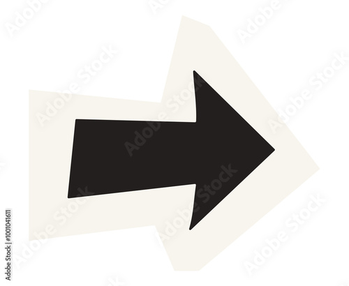 Black arrow png paper cut, transparent background