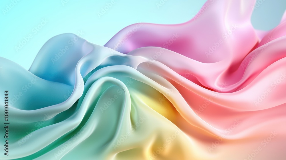 Obraz premium Soft Pastel Fabric Flowing in Gentle Waves