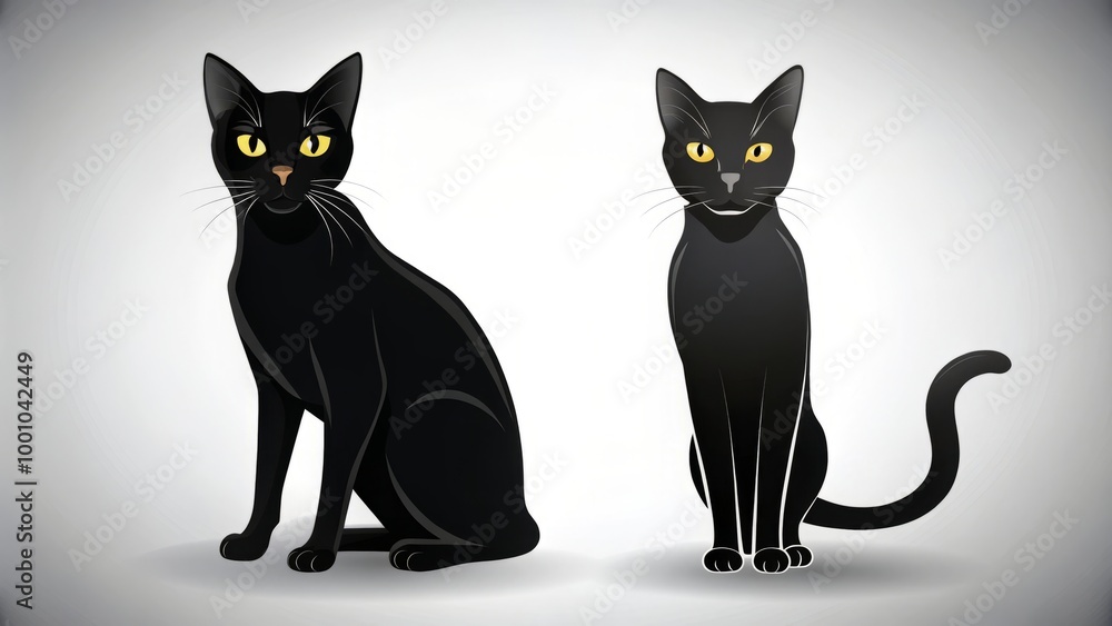 Obraz premium Artistic black cat silhouette ideal for your creative needs. This versatile illustration comes in various formats,