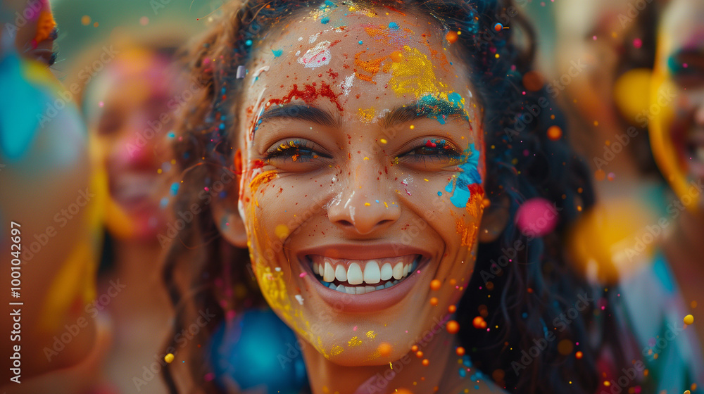 Group of Indian girlfriends joyfully celebrating Holi festival with colorful powder, vibrant smiles, and Diwali lights, capturing the essence of Indian culture, tradition, and festive joy, party Group of Indian girlfriends joyfully celebrating Holi festival with colorful powder, vibrant smiles, and Diwali lights, capturing the essence of Indian culture, tradition, and festive joy, party