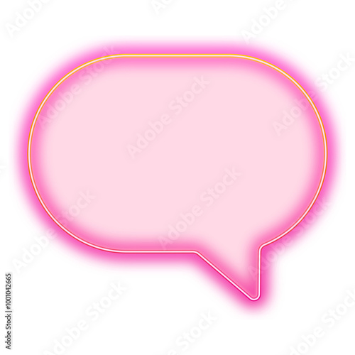 Pink speech bubble png neon gradient icon, transparent background