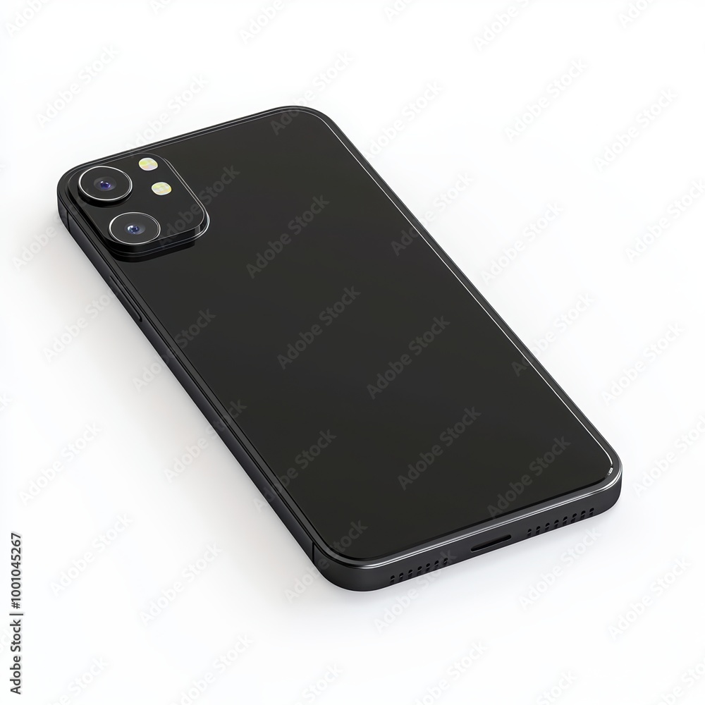 Smartphone with sleek black design, isolated on a white background. Smartphone with sleek black design, isolated on a white background.