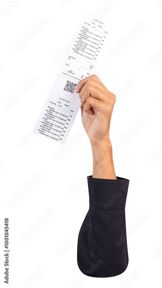 Fototapeta premium Png hand holding receipt, transparent background