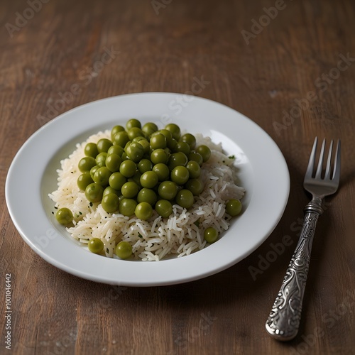 A plate of Peas with Rice Food Lunch or Dinner 